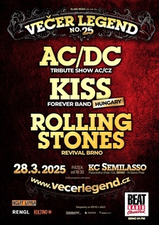 Večer legend 25 - tribute bandy AC/DC, KISS a Rolling Stones v Brně